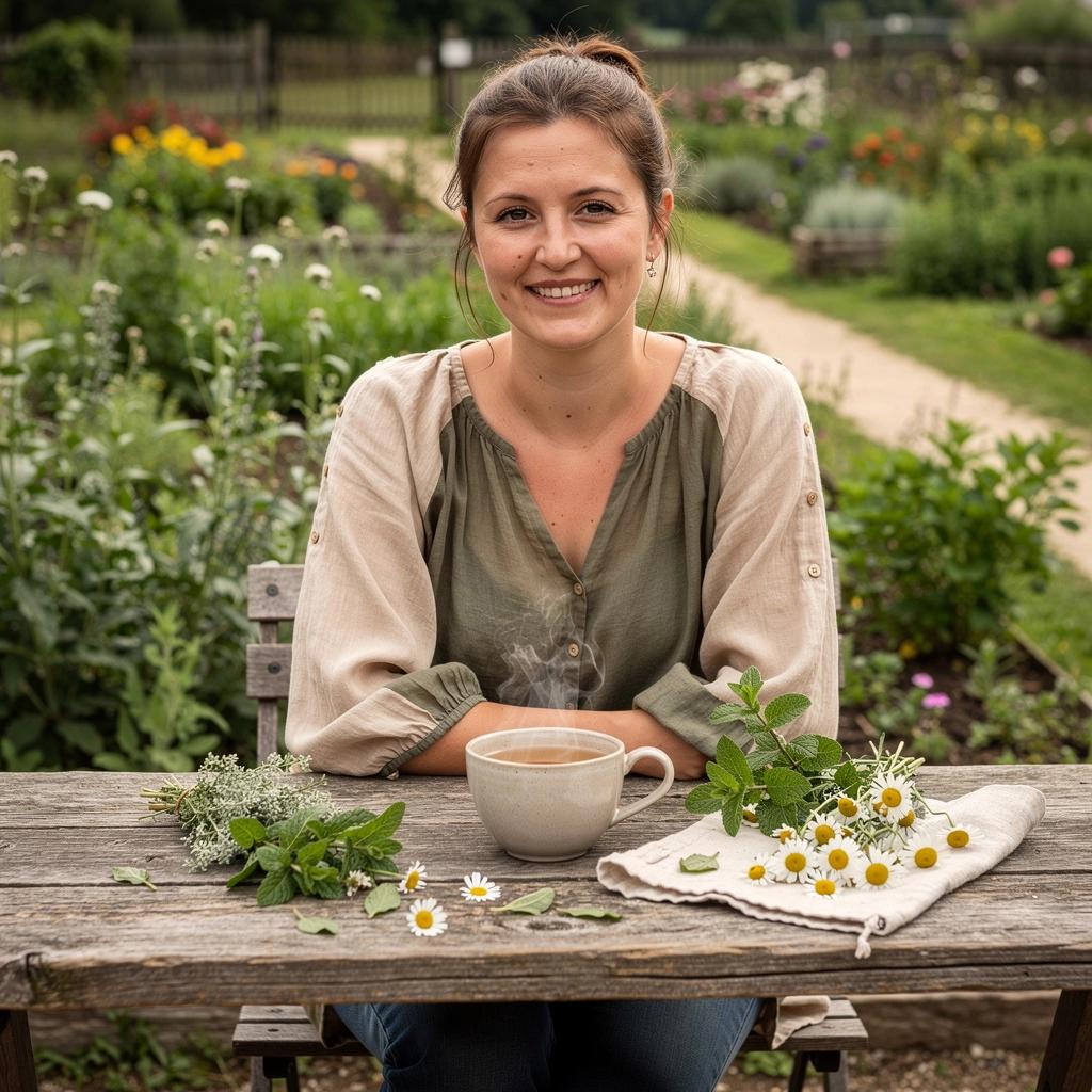 Relaxujúca atmosféra s aromatickými bylinkami a šálkou čaju na okne.